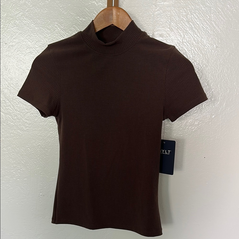 BYLT Basics Brown Fitted Short Sleeve Tee